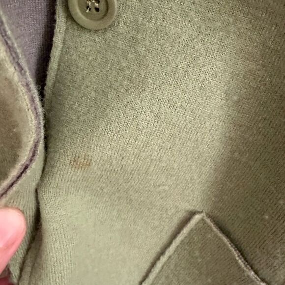 EILEEN FISHER | Merino Wool Doubleknit Button Front Cardigan Green Gray | M - Picture 6 of 11